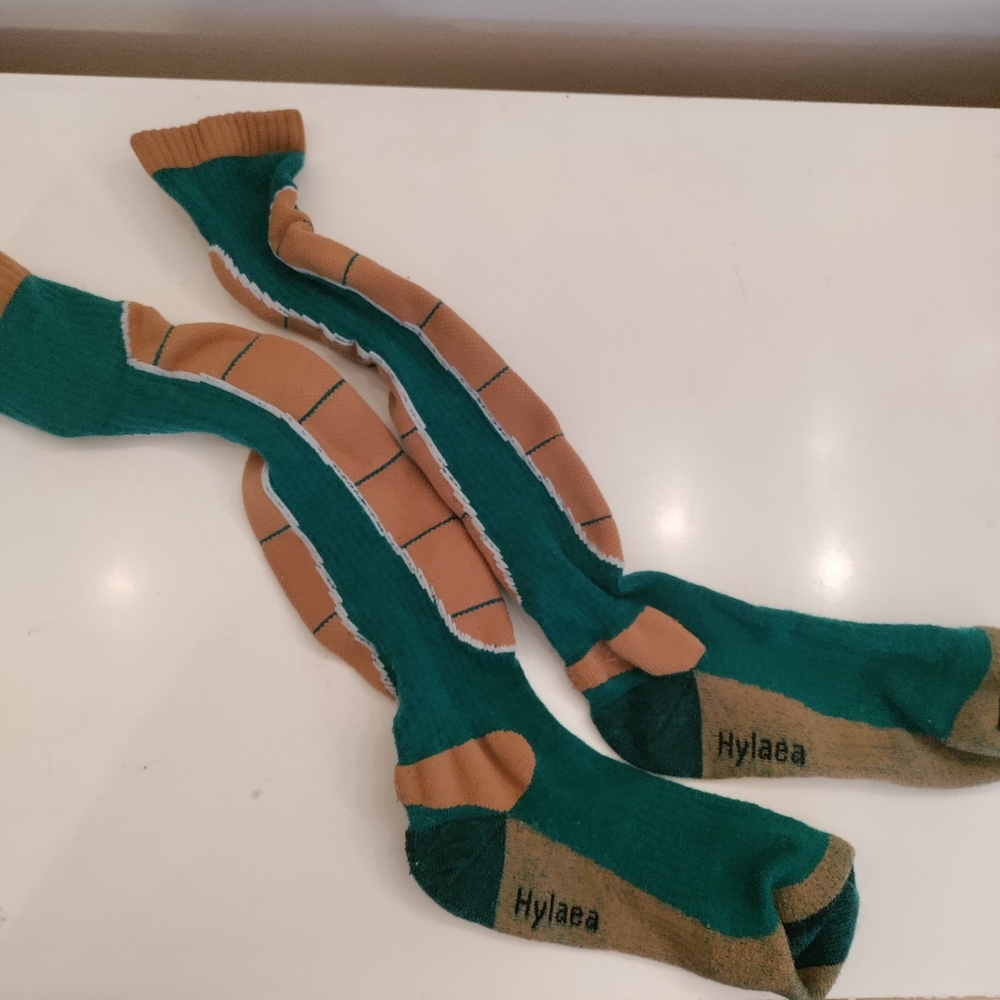 ✨ 4/$15 2 Pairs Padded Wool Men's Ski Socks - Teal and Dark Green